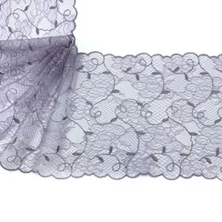 Кружево неэластичное лавандово-серое 20 см