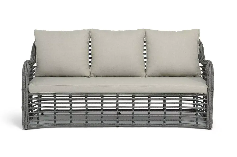 "Ницца" диван из искусственного ротанга трехместный, цвет серый
