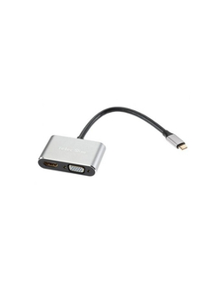 VCOM TUC055  Кабель-концентратор USB3.1 TypeCm --&gt;HDMI+USB3.0+PD+VGA Alum Grey 4K@30Hz, Telecom&lt;TUC055&gt;[6926123465530]