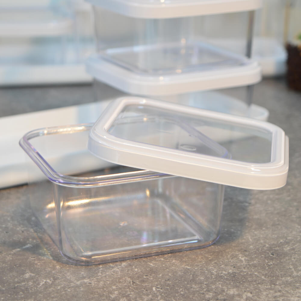 Набор емкостей для сыпучих 3шт 0,4л на подставке "Cubbo Scandi", белый