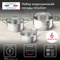 Набор посуды Tefal Intuition 6 предметов 1,3/2,9/5л 16/20/24см B864S674