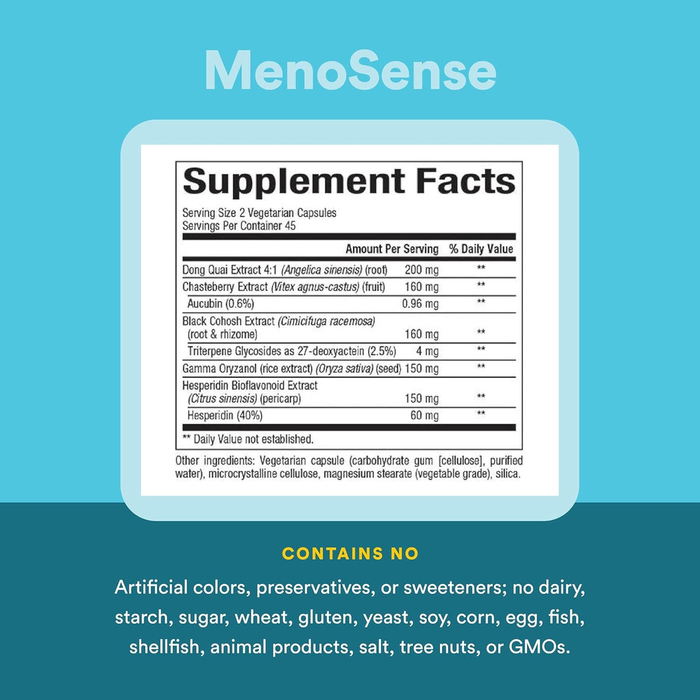 Natural Factors, WomenSense®, MenoSense®, средство для поддержки в период менопаузы, 90 вегетарианских капсул