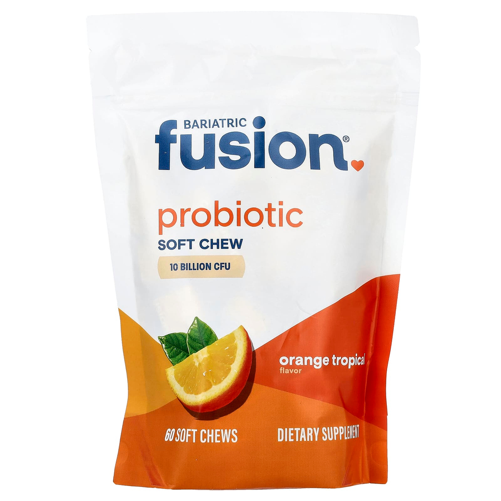 Bariatric Fusion, жевательные таблетки с пробиотиком, тропический апельсин, 60 жевательных таблеток