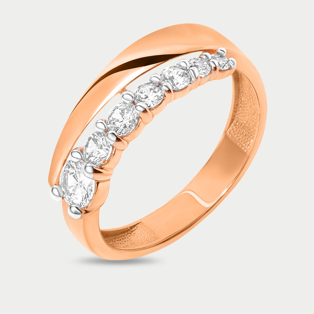 Обручальное кольцо из розового золота 585 пробы  женское с фианитами (арт. 023041-1102)