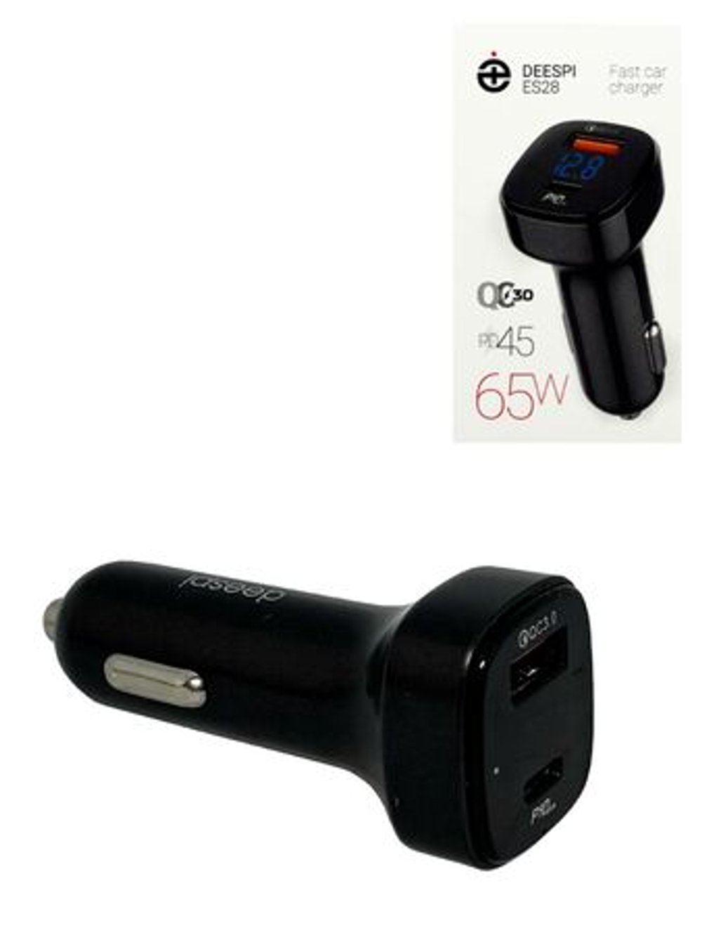 Автомобильное зарядное устройство deespi ES28 2USB + QC3.0 65W