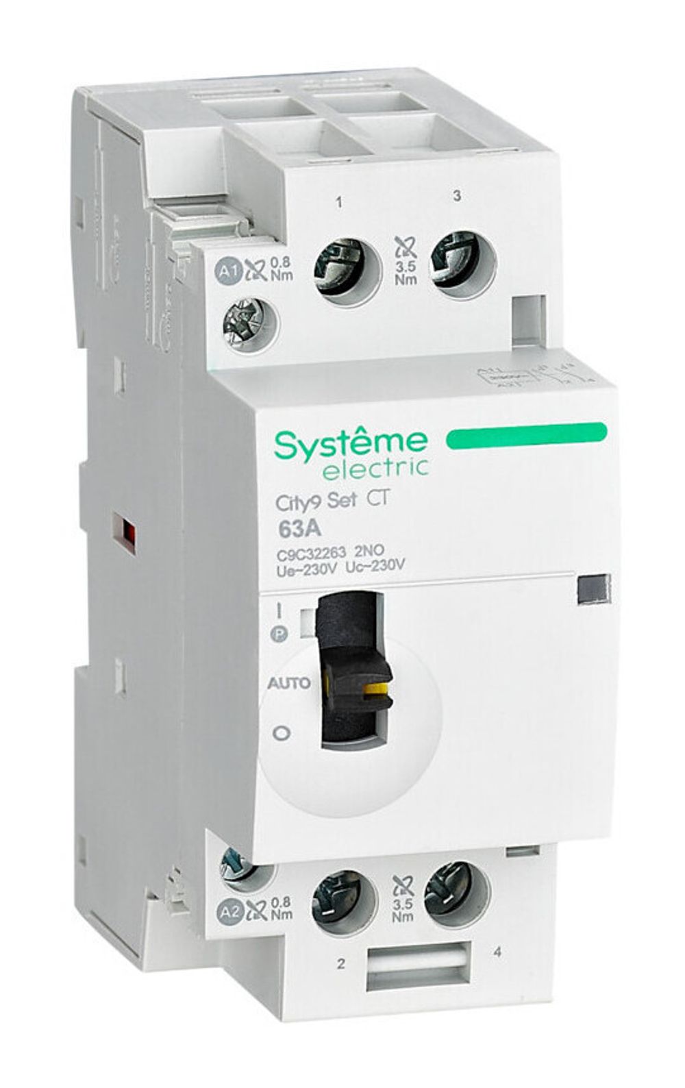 Systeme Electric City9 SET Модульный контактор 2P 2НО 63A, Ручное управление, AC 230В-230В