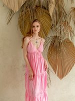 Длинный льняной сарафан (розовый)