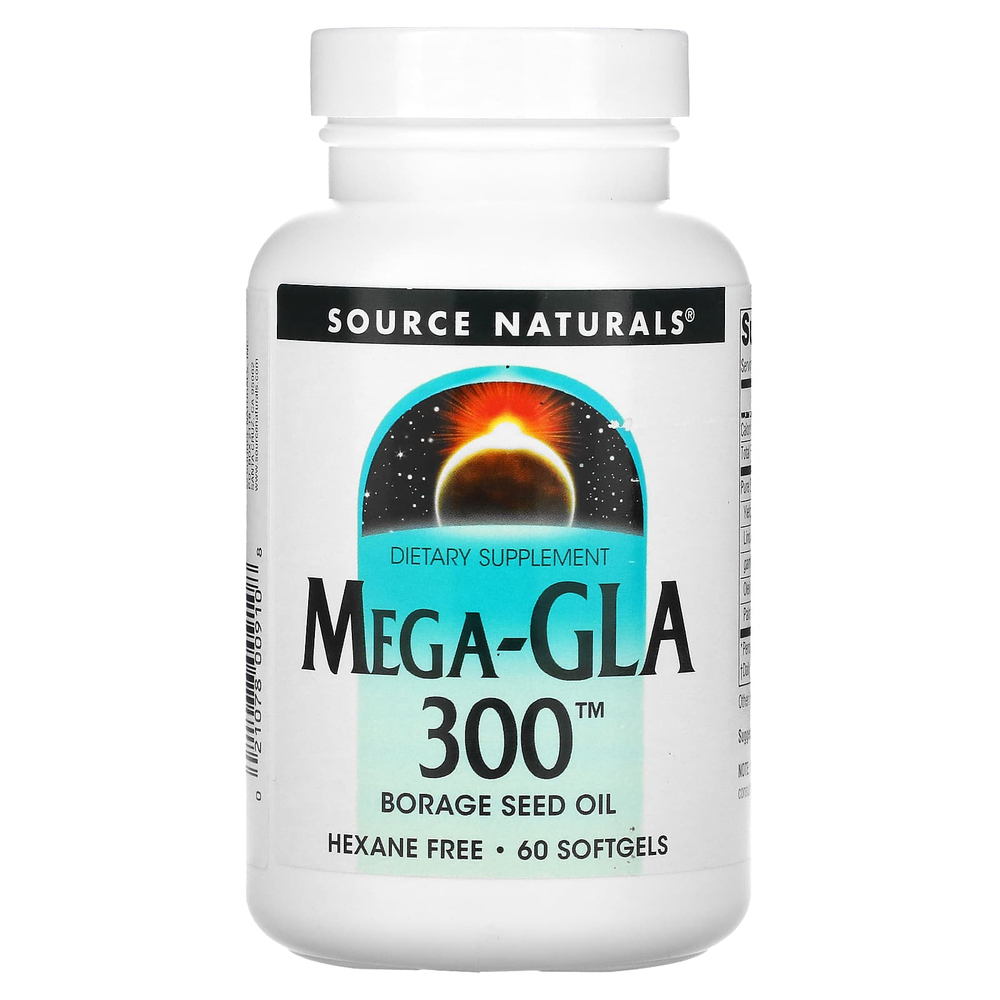 Source Naturals, Мега-GLA 300, 60 мягких капсул