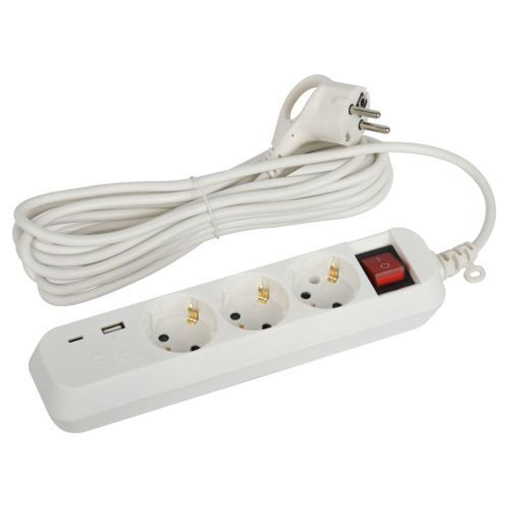 Удлинитель 3х5м с заземл. 10А 1xUSBA+1xUSBC с выкл. UB-3es-5m-USB Эра Б0052899 Удлинитель 3х5м с заземл. 10А 1xUSBA+1xUSBC с выкл. UB-3es-5m-USB Эра Б0052899