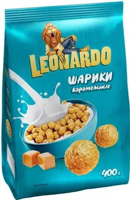 Завтрак готовый LEONARDO Шарики карамельные (Пак) 400г