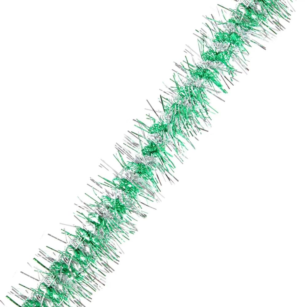 Мишура «Огонёк» 2 м 9 см, Серебро/Зеленый