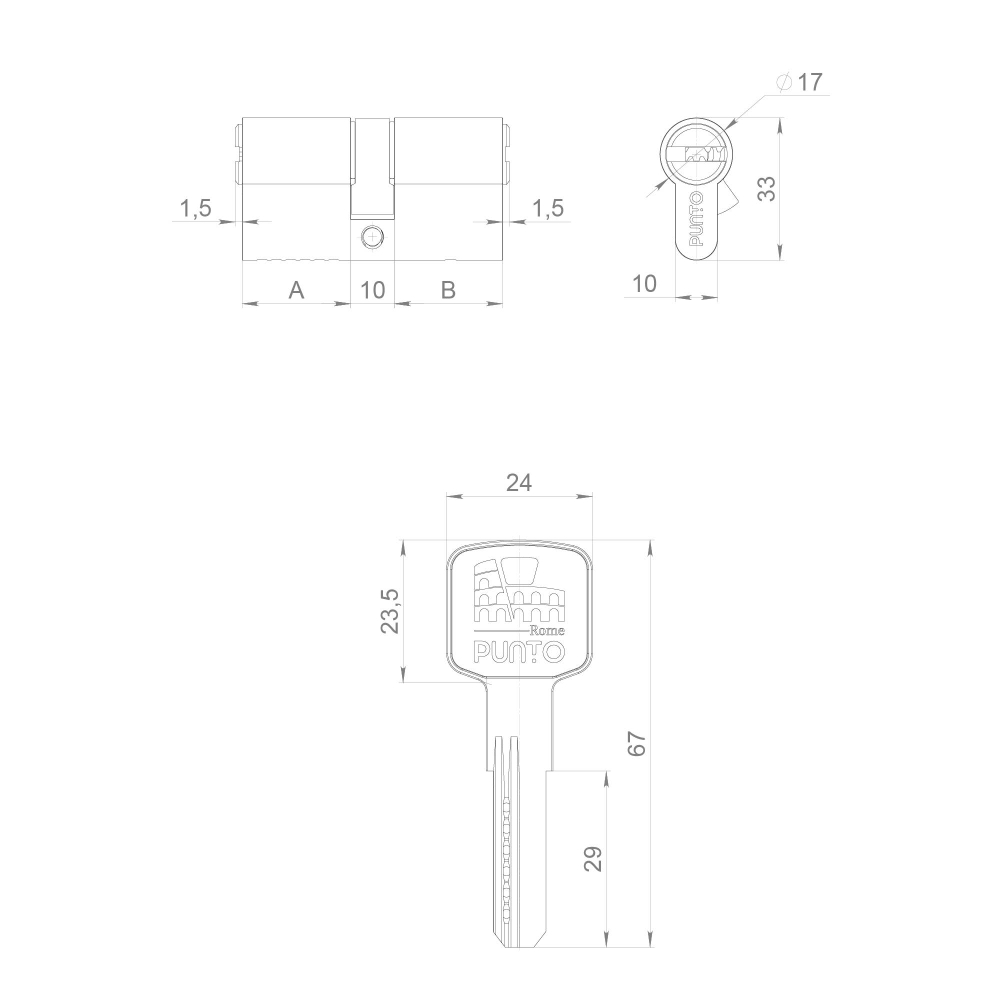 Цилиндровый механизм Z3000Key90(30+10+50) СP хром