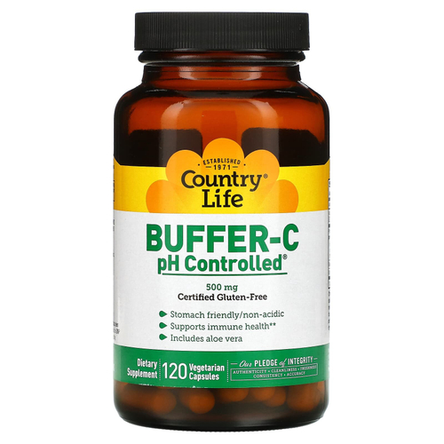 Country Life, Buffer-C pH Controlled, 500 мг, 120 вегетарианских капсул