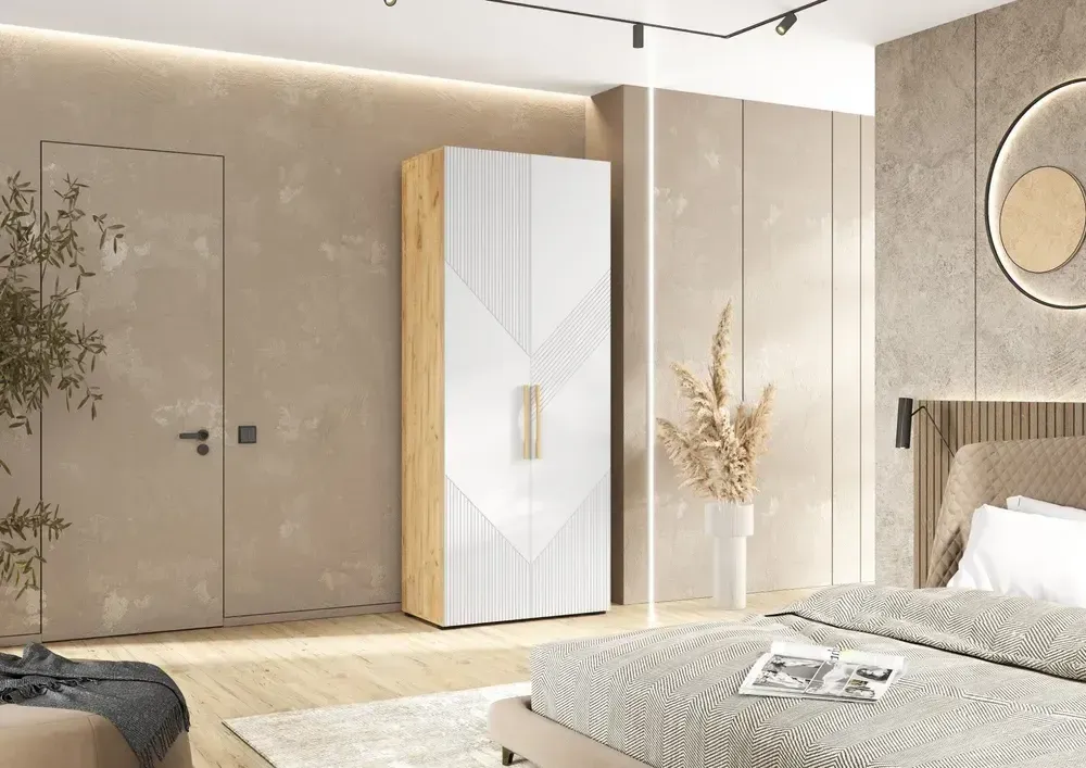 Шкаф 2-х створч., "Ирис" (браш вайт/дуб крафт), МФ Миф