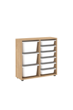 Стеллаж CAGLA с 9 выдвижными ящиками - дуб
