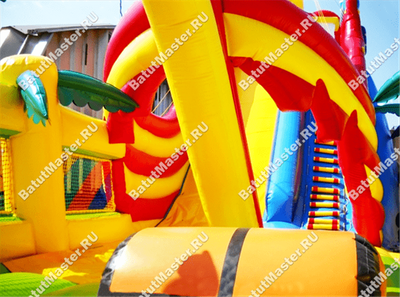 Большой надувной батут "Говорящая акула" 14*10*6 м