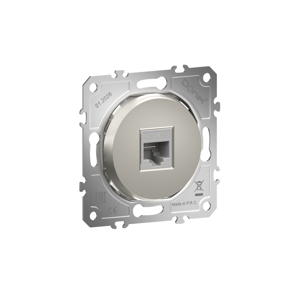 Розетка компьютерная RJ45 cat.5e на 1 порт,  цвет шампань,  серия D16,  Donel