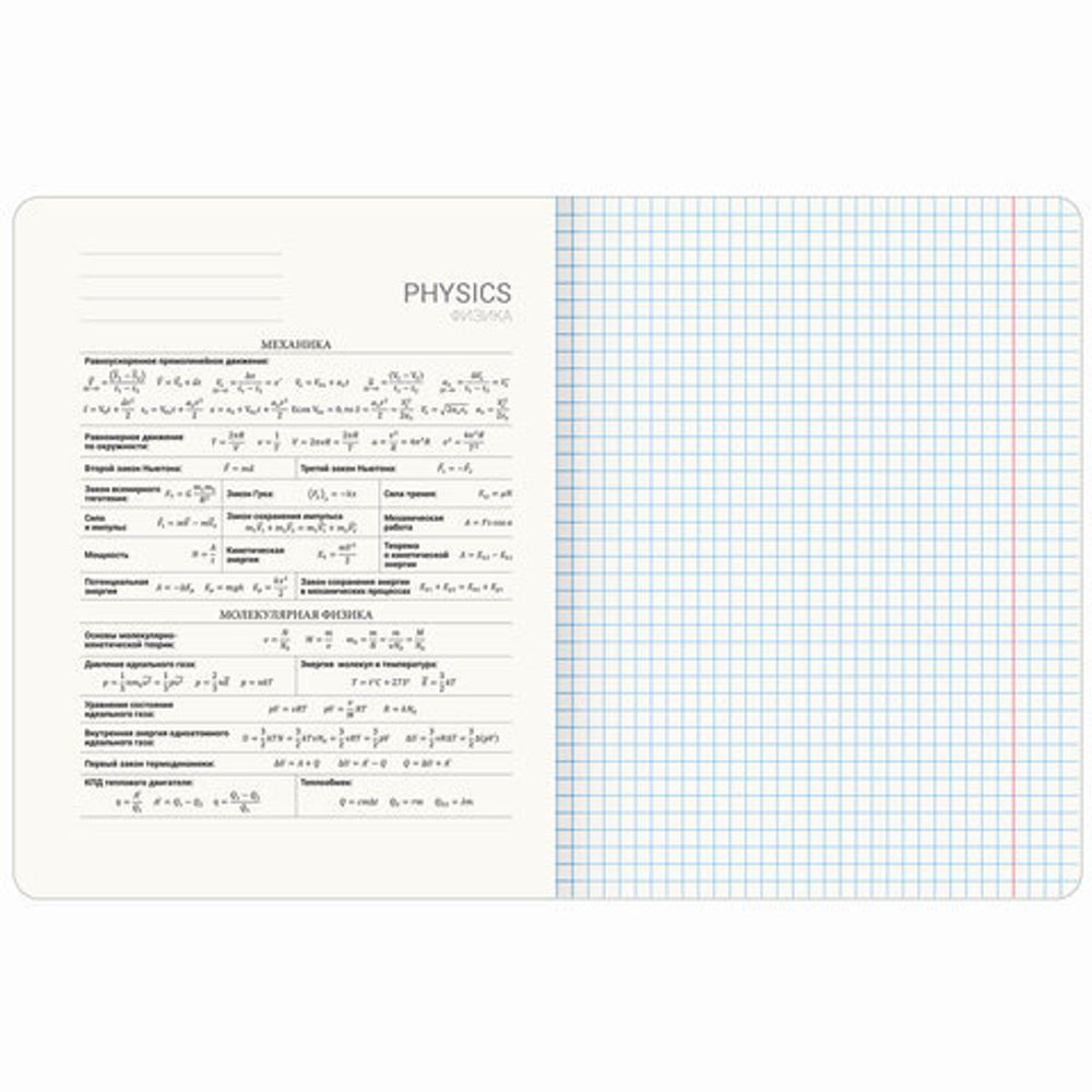 Тетрадь предметная VINTAGE 48 л., SoftTouch, ФИЗИКА, клетка, подсказ, BRAUBERG, 405158