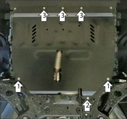Защита картера двигателя, КПП. 1,5 мм, Сталь. для Dongfeng 580 2018-н.в., Motodor.58601