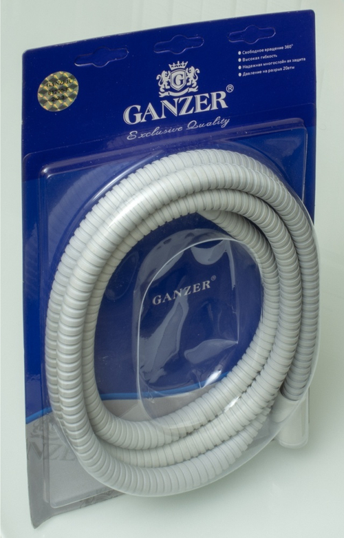 81200-F Шланг для выд. лейки 200см 3/8 нар. (БЕЛЫЙ) GANZER  (50/1шт)