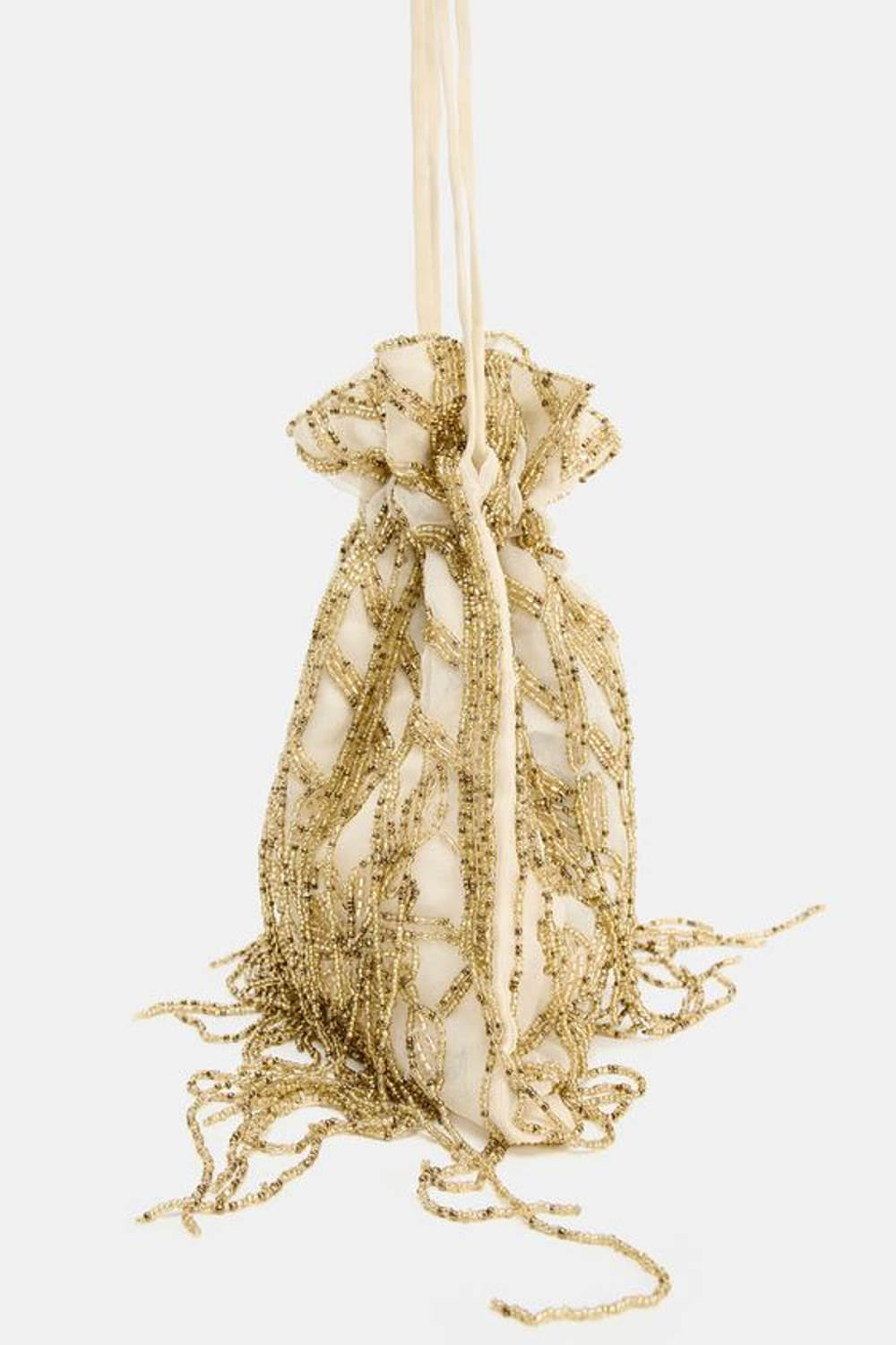 ZARA СУМКА-МЕШОК СО СБОРКАМИ И ПАЙЕТКАМИ, ЗОЛОТИСТЫЙ