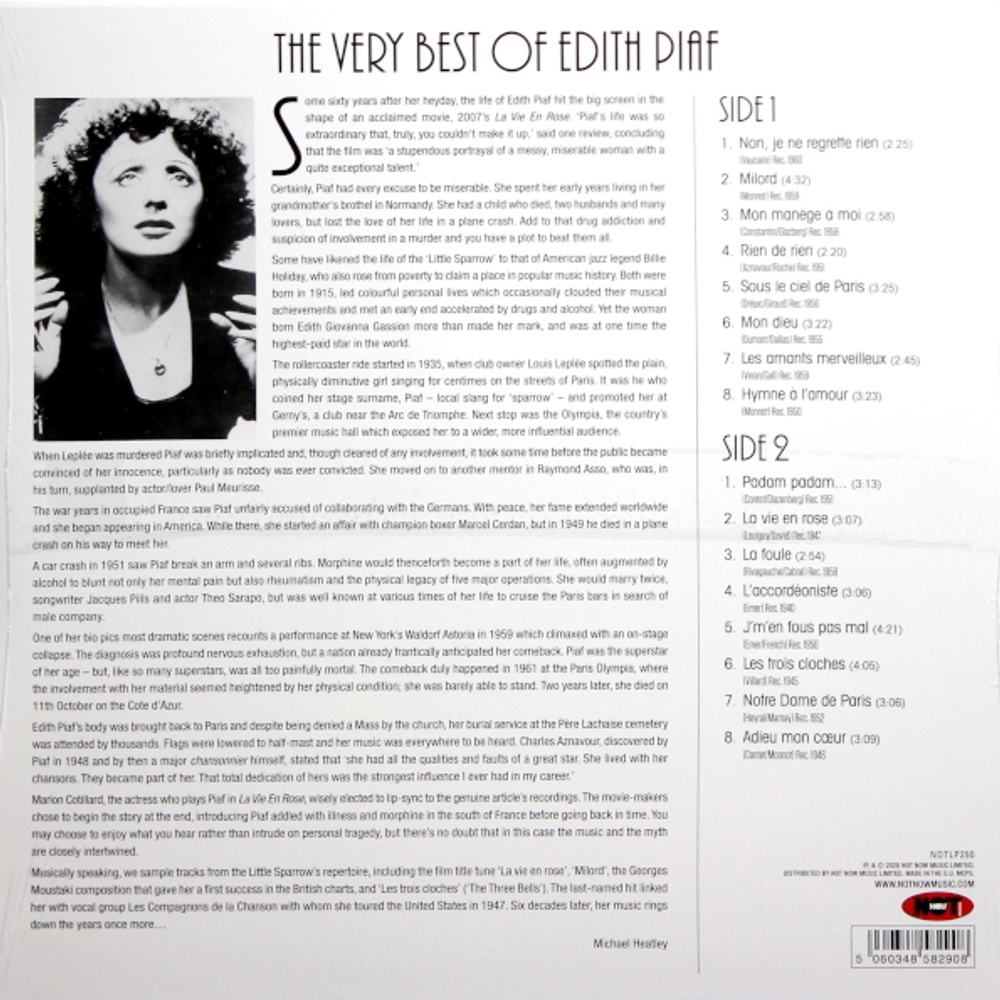 Edith Piaf / The Very Best Of (Clear Vinyl)(LP)