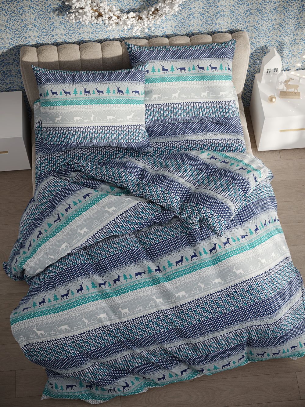 Простынь на резинке Сказка "Скандинавия" 140х200 см перкаль