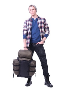 Рюкзак туристический Prival Кузьмич 70, Чёрный + хаки