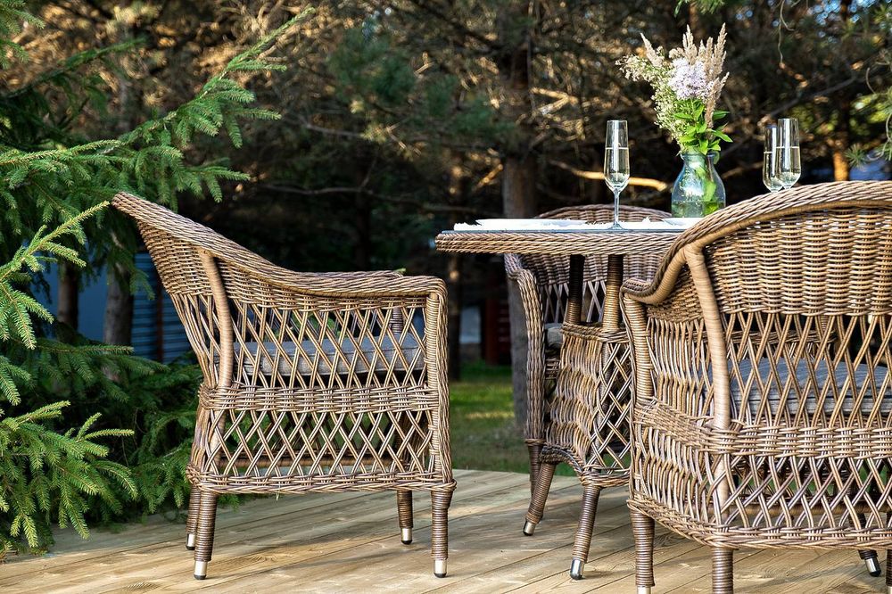 "Дольче" обеденная группа из искусственного ротанга, цвет коричневый