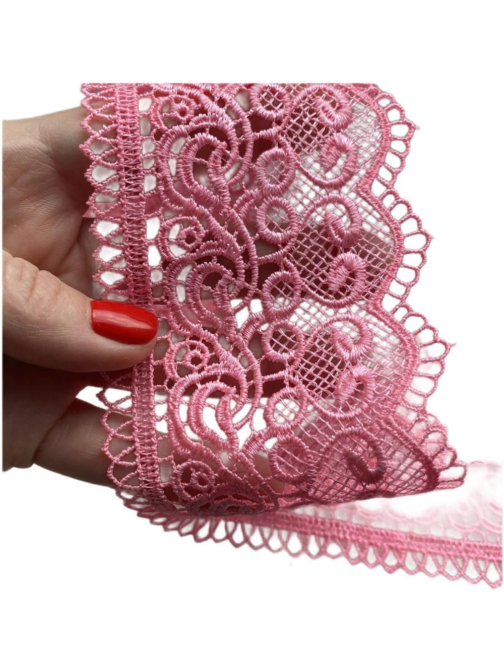 кружево неэластичное рашель - с фестонным краем (розовый) ш-7см