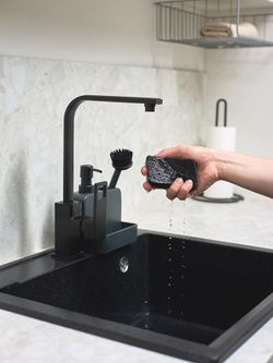 Набор губок для посуды из целлюлозы и кокосового волокна Eco Sponge, черные, 6 шт.