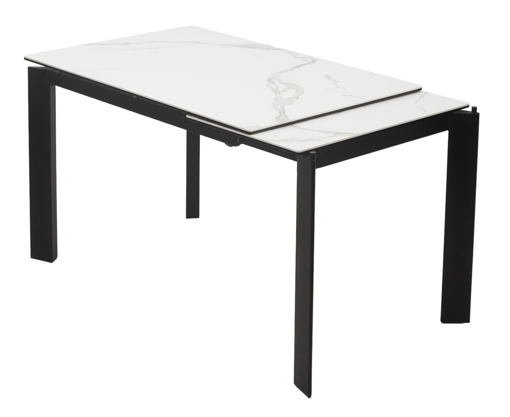Стол CORNER 120 MATTE STATUARIO Белый мрамор матовый керамика, стекло/ черный каркас, ®DISAUR