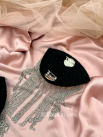 Эполет-брошь (съемный наплечник декоративный) черный со стразами и шипами  20х12 см