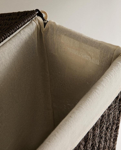 ZARA HOME КОРЗИНА ДЛЯ БЕЛЬЯ, С ПОДКЛАДКОЙ ИЗ ТКАНИ, КОРИЧНЕВЫЙ