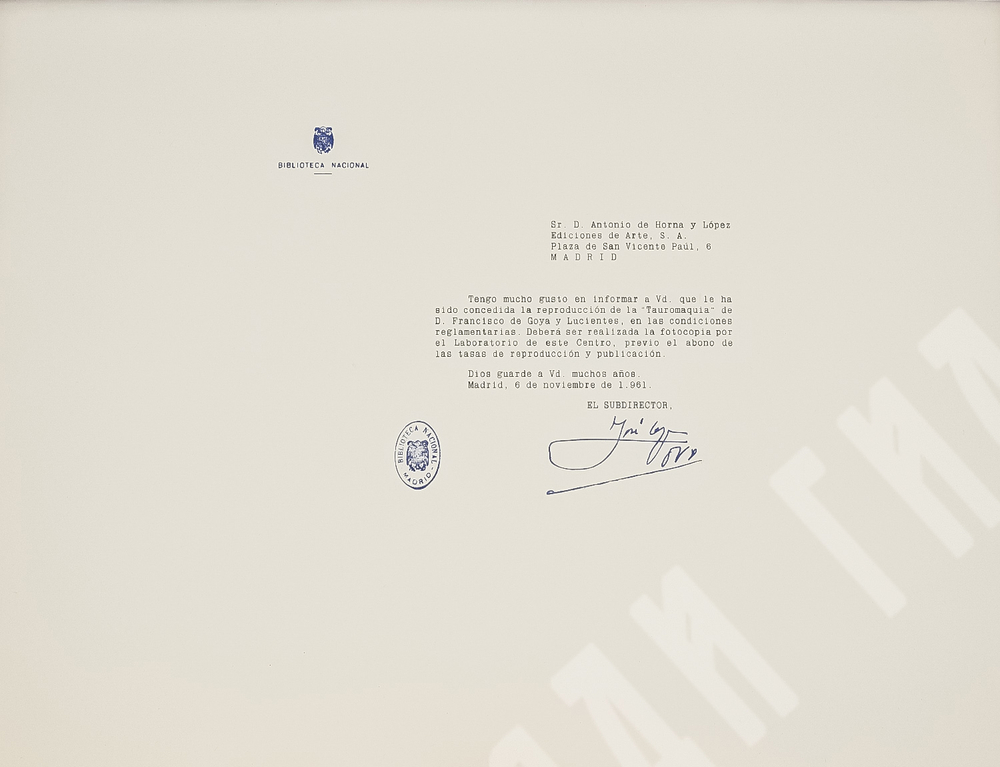 [Офорты Франсиско Гойи] Антонио де Орна. Папка из кожи «Тавромахия (Бой быков)». Кожа