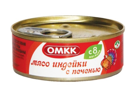 Консервы мясные "Мясо индейки с печенью" для детского питания 100г. Оршанский МК