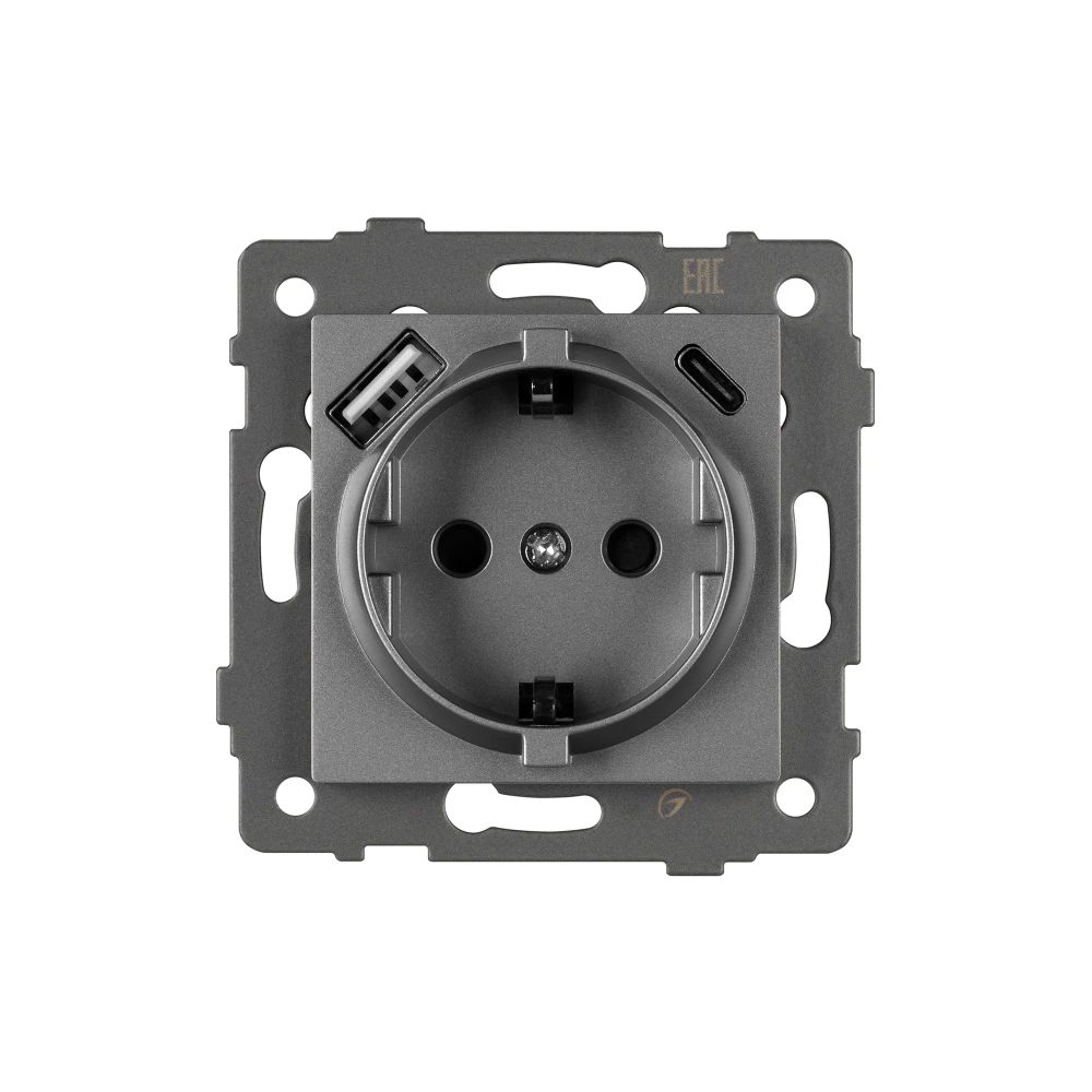 Механизм розетки с USB зарядкой SCT-MUAC-PL-GR-V (250V, 16A) (Arlight, -) 049831