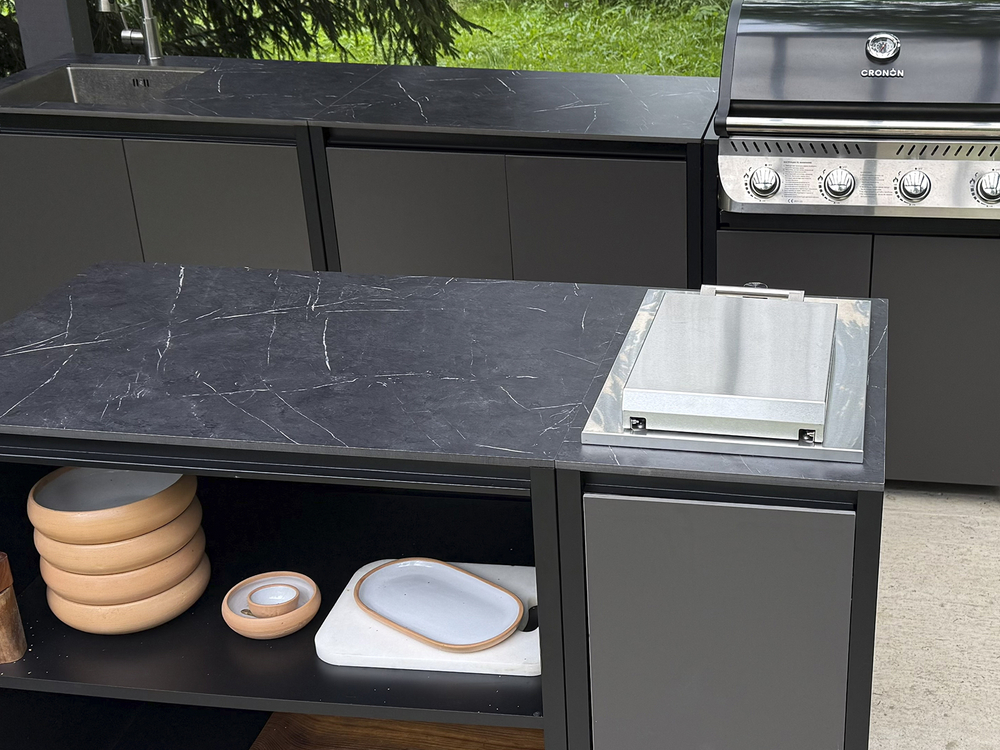 Cтол разделочный Lounge B-01, 90 см, черный/черный мрамор