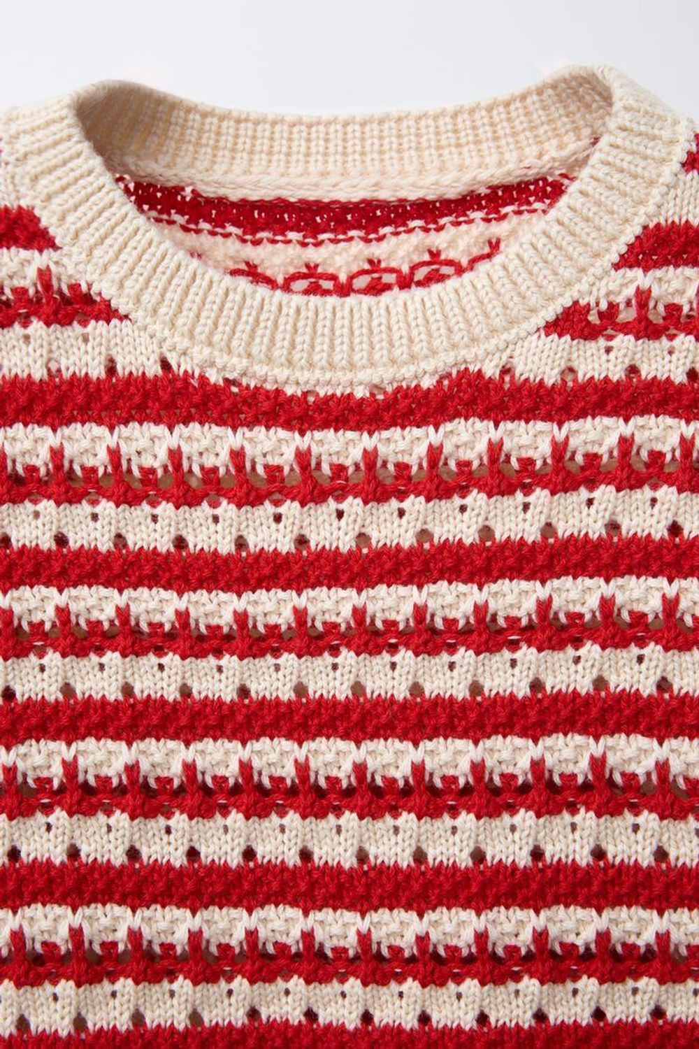ZARA СВИТЕР КРУПНОЙ ВЯЗКИ В ПОЛОСКУ, КРАСНЫЙ