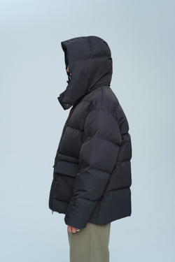 Пуховик удлиненный с капюшоном | graphite