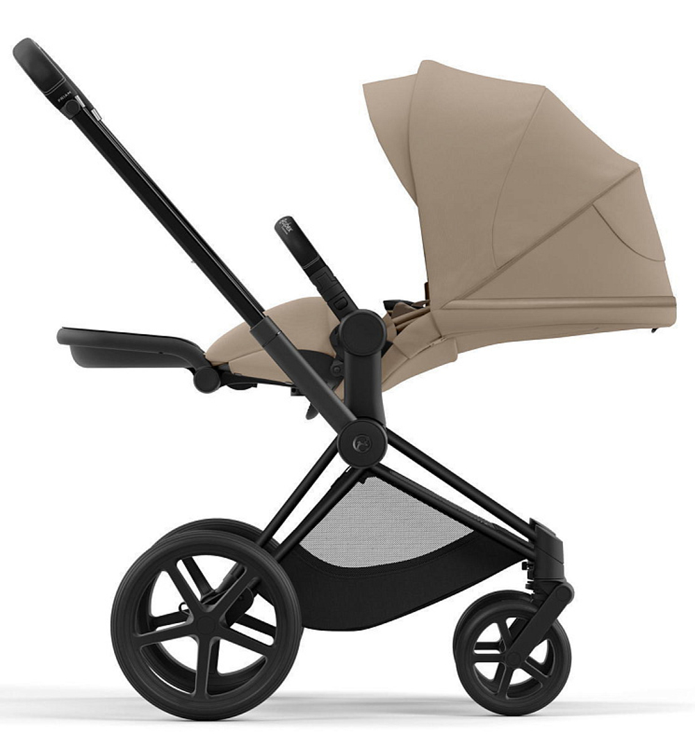 Коляска 3 в 1 Cybex Priam IV Matt Black complete и автокресло Cloud T i-Size Peach Pink Plus Cozy Beige