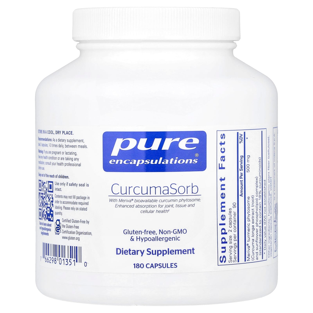 Pure Encapsulations, CurcumaSorb, 180 капсул (250 мг на капсулу)