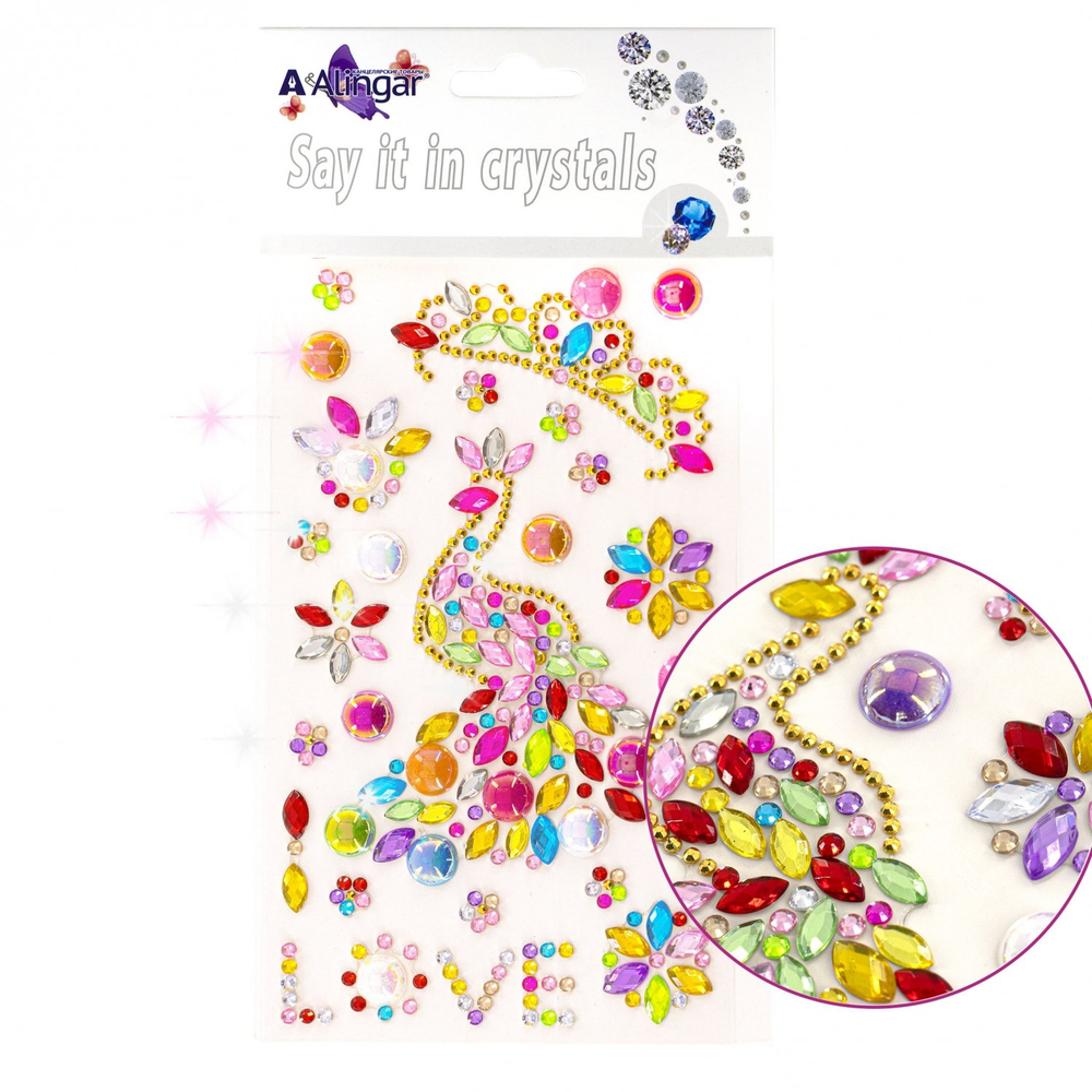 Наклейки-стразы Alingar, акриловые, "Павлин", европодвес