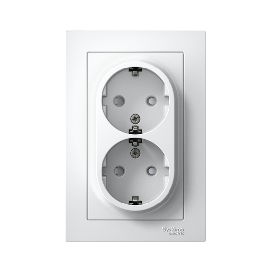 Розетка 2-м СП AtlasDesign 16А IP20 с заземл. защ. шторки в сборе бел. SE ATN000126