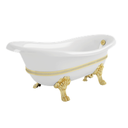 Ванна Migliore Bella на лапах с декором LEONE STANDART белая/золото 170х80см 26982