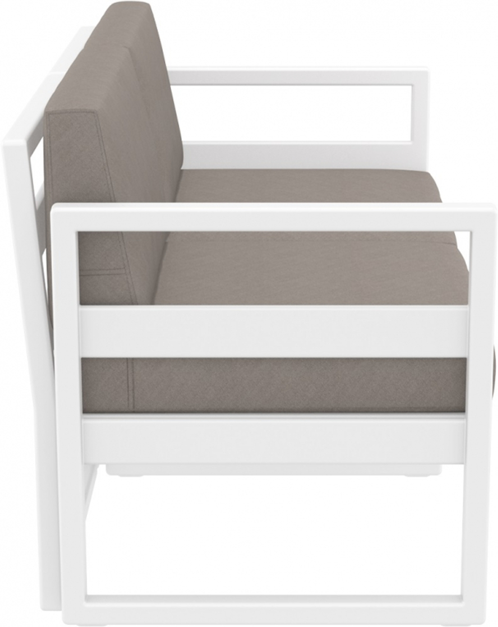 Диван пластиковый двухместный с подушками Siesta Contract Mykonos, белый, светло-коричневый