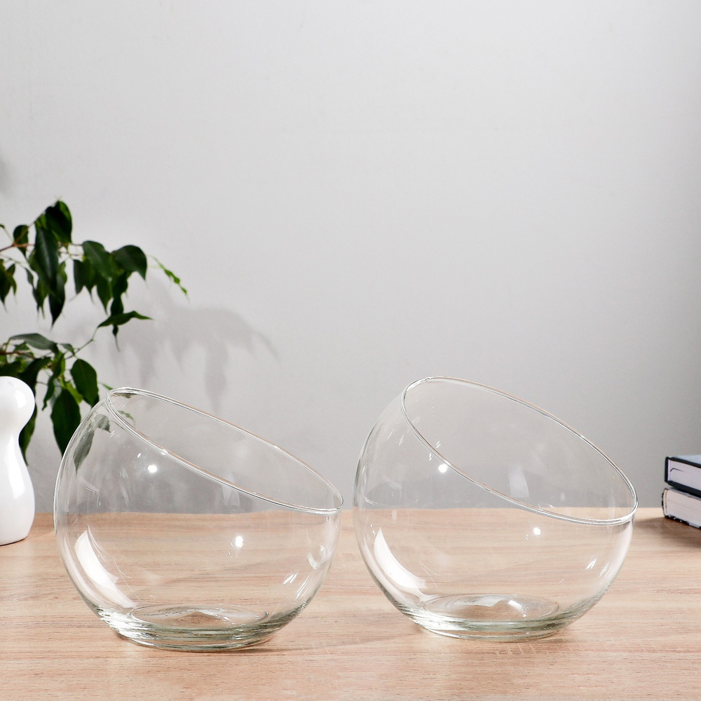 Ваза Анабель шаровая с косым резом  д-19х14,5см, объём=1,5л