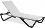 Шезлонг-лежак металлический Papatya Wave, антрацит, белый