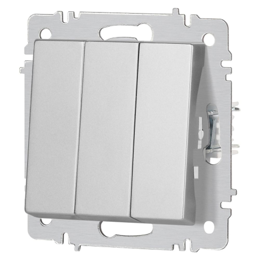 Выключатель Intro Accent 6-106-03 тройной, 10А-250В, IP20, СУ, AL/CU, алюминий | Intro