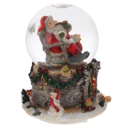 GAEM Фигурка декор в стекл шаре "Дед Мороз" (подсвет, муз и движ 3xAAA н/п) D9,5 см, L12,5 W12,5 H15,5 см